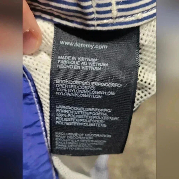 VTG Tommy Hilfiger Color Block Board Surf Swim Trunks Shorts Crest XLG - Picture 4 of 9